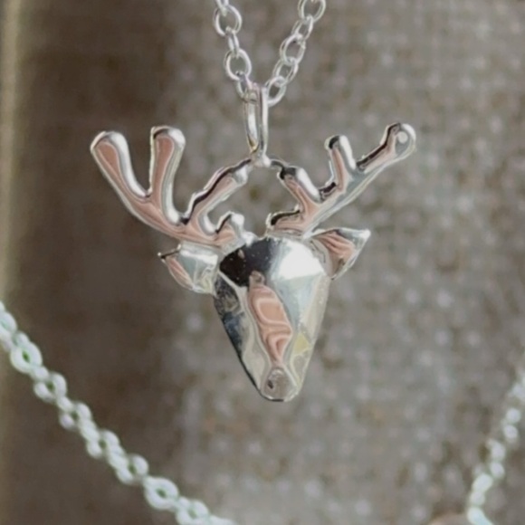 Sterling Silver Buckhorn Antler Necklace - Picture 4 of 10